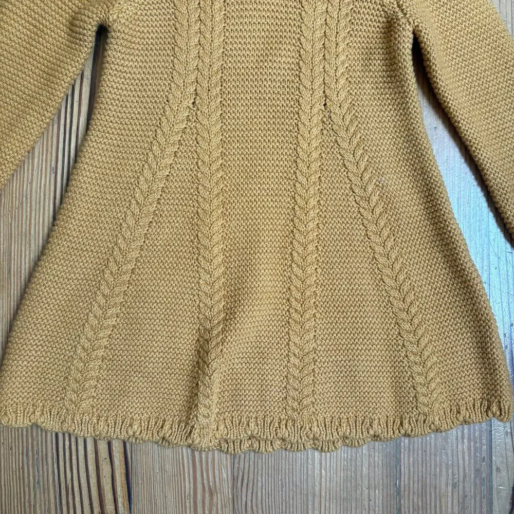 Christian Siriano yellow knit faux fur collar‎ long sleeve dress SIZE 12M